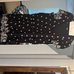 LOFT black with white eyelet at sleeves and bottom shorts jumpsuit.